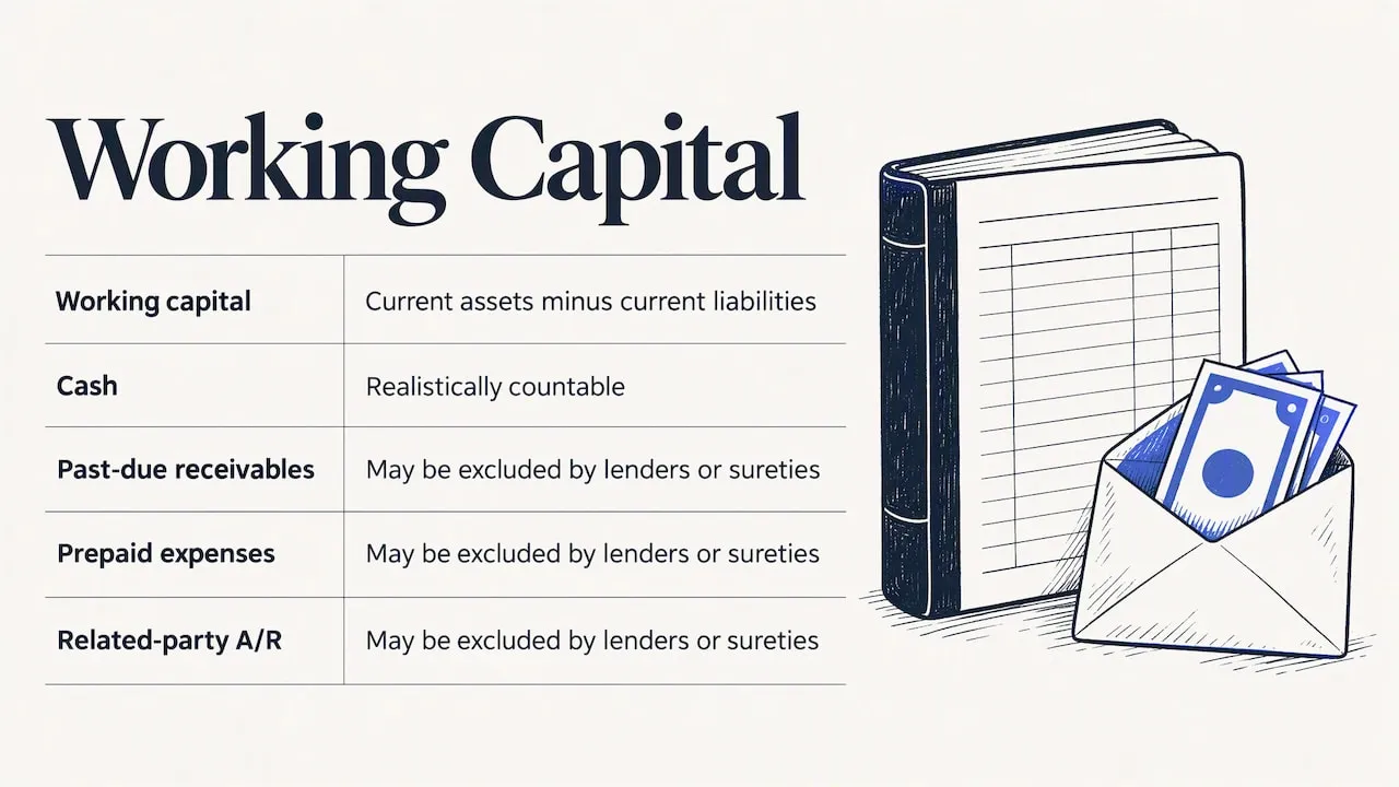 Working capital and potentially excluded assets