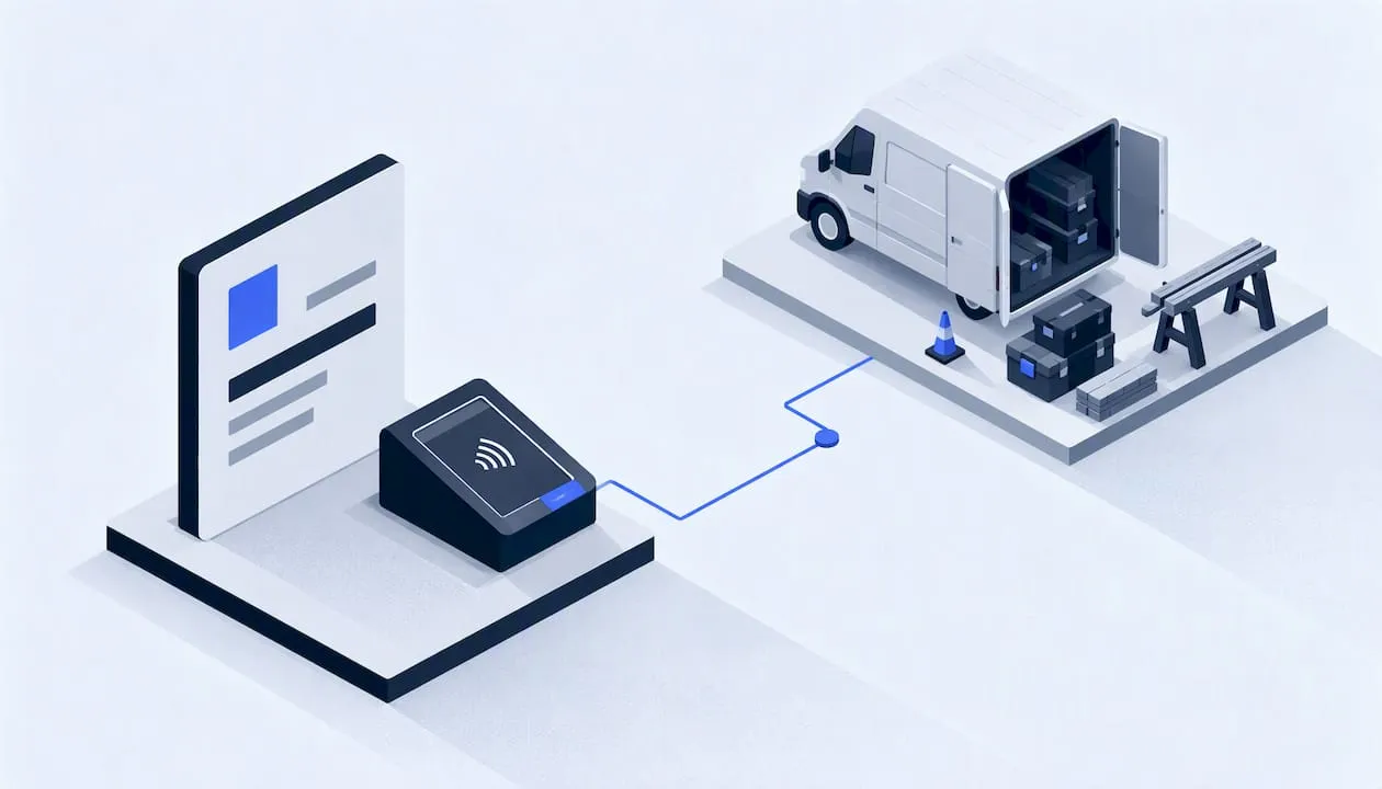 Geometric invoice and payment path illustration